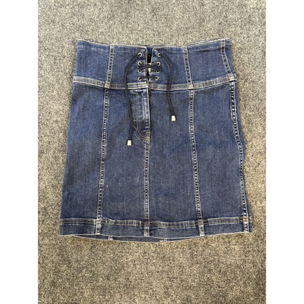Free People MODERN FEMME CORSET SKIRT IN BLUE size 6